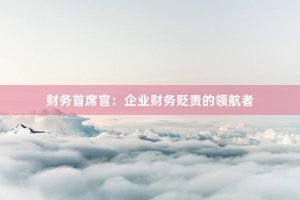 财务首席官：企业财务贬责的领航者
